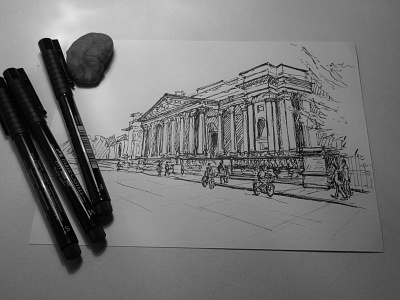 Fitzwilliam Museum - making of bw cambridge drawing ink inktober inktober2015 pen sketch