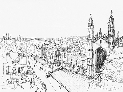 View from St Mary's Church Tower bw cambridge drawing ink inktober inktober2015 pen sketch