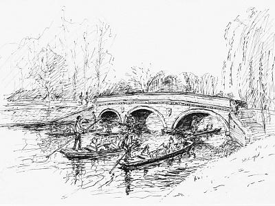 Trinity College Bridge, Cambridge bridge bw cambridge drawing ink inktober inktober2015 pen river sketch