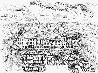 View from St Mary's Church Tower, Market Square, Cambridge