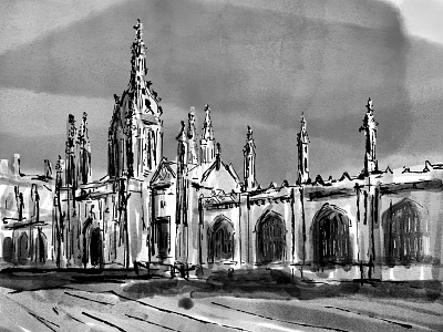 King's College Cambridge blackandwhite cambridge digital sketch drawing inktober inktober 2018 kyle brushes wacom intuos