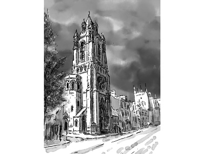 Trumpington Street, Cambridge cambridge drawing illustration inktober2018 kyle brushes photoshop sketch