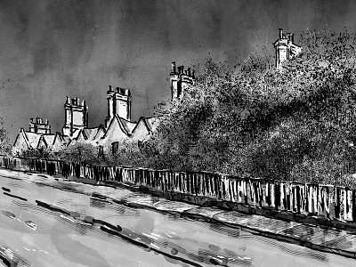 Mill Road Bridge in Cambridge blackandwhite cambridge drawing illustration inktober inktober2018 kyle brushes kyle webster mill road photoshop sketch wacom tablet