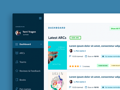 Dashboard admin panel app app dashboard arc books card cards ui clean dashboard icons interface pen name ui ux web web application web design