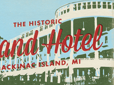 Grand Hotel 1950 michigan old old school oscoda screenprint texture vintage vintage print