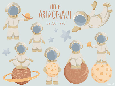 Little Astronaut astronaut children collection cosmonaut cosmos design helmet illustation kids planet space spaceman spacesuit sticker vector wall