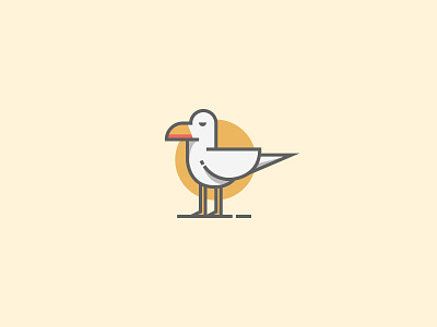 Bored seagull beach bird icon illustration seagull