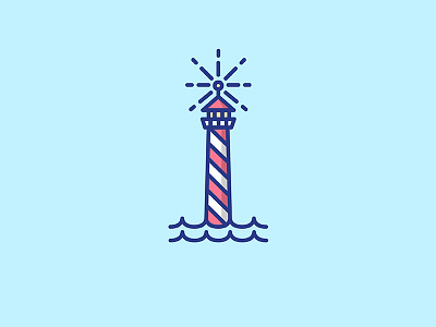 Lighthouse icon illustration lighthouse sea waves