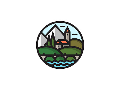 Bridge bridge church icon illustration mountains outdoors