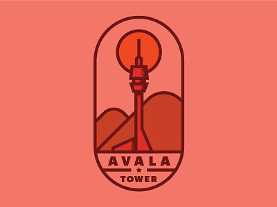 Avala Tower icon illustration logo mountain red retro tower branding
