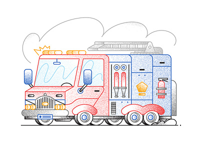Fire truck fire fire men fire truck grain illustration outline textures truck vehicle