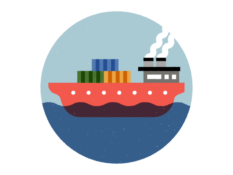 Cargo ship on its way animation boat design gif icon illustration motion design sea ship