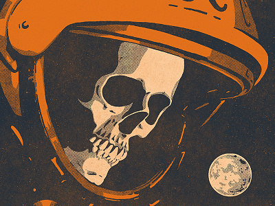 Deadspace astronaut dead halftone illustration skull