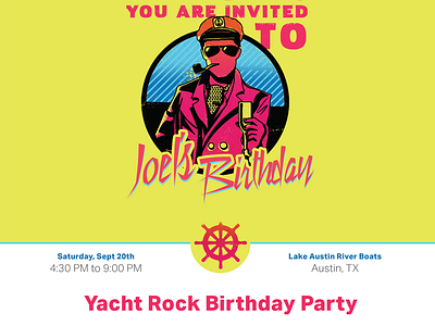 Yacht Rock Birthday RSVP Site aktiv grotesk captain nautical neon rsvp website yacht rock