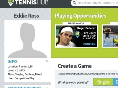 TennisHub App tennis ux webapp