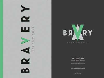 Redesigned Bravery Transmedia Logo business cards identity logo