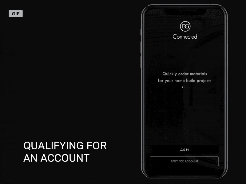 DG connected app black creative design flinto gif green ipone x luxury modern prototype quality register slik smooth sroll status statusbar ui ux