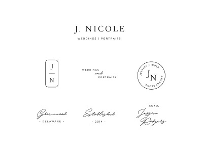 Icons for J. Nicole Photography branding logo photographer portrait photographer swoone wedding photographer