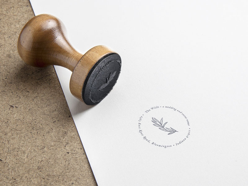 Rubber Stamp design for The Wilds Wedding and Event Venue stamp rubber stamp illustration hand drawn event venue swoone wedding venue gold gradient branding logo