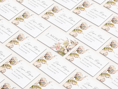 J. Nicole Photography Business Card branding floral hand drawn illustration illustration logo photographer portrait photographer swoone watercolor wedding photographer