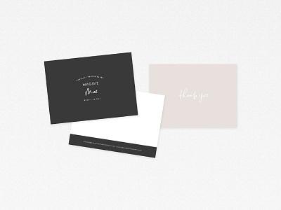 Maggie Mae Photography Notecard + Thank You Card branding collateral collateral design editorial logo design for photographers notecard portrait photographer script stationery stationery design thank you card