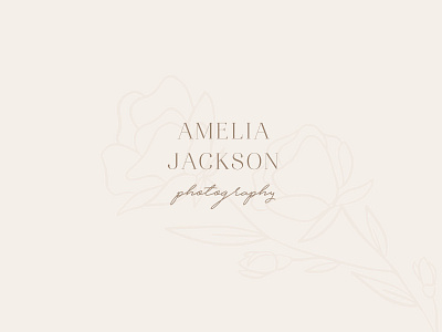 Amelia Jackson Pre-Made Brand branding design earthy floral icon illustration logo photographer portrait photographer script serif swoone wedding photographer
