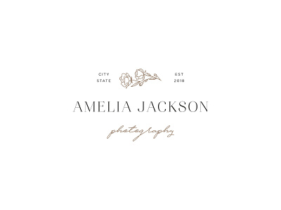 Amelia Jackson Pre-Made Brand branding floral illustration logo photographer portrait photographer san serif script serif swoone wedding photographer