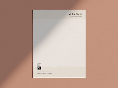 Miller West Letterhead branding collateral design editorial fashion forward icon letterhead logo minimal modern photographer portrait photographer san serif serif sleek stationery stationery design swoone typography watermark