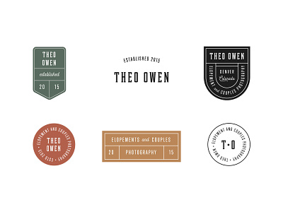 Theo Owen Pre-Made Brand Badge Icon adventure badge icon branding design elopement elopement photographer icon illustration logo patch photographer portrait photographer san serif script serif swoone typography vector watermark wedding photographer