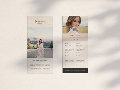 Luna Rae Photography Rack Card Design branding collateral design illustration logo photographer portrait photographer rack card rack card design san serif script stationery swoone typography