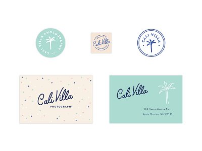 Cali Villa Photography Sticker Design branding cali california california inspo coastal collateral design icon illustration logo palm tree pastel photographer portrait photographer san serif script swoone typography watermark