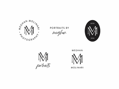 Meghan Molinari Photography Brand Marks brand mark branding design icon illustration logo photographer portrait photographer san serif script serif swoone typography water mark watermark