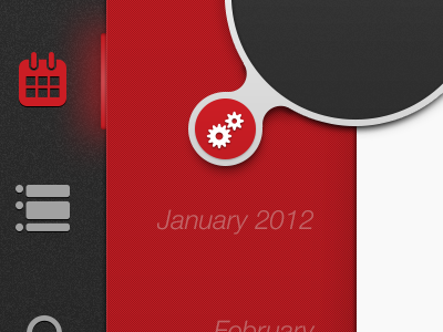 Settings buttons calendar circle icons red settings
