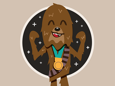 Chewie - Finally getting his medal chewbacca chewie disney disney art kids books kids illustration star wars star wars art star wars fan art star wars illustration