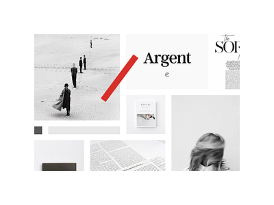 Newspaper Mood Board abstract black and white clean modern red simple