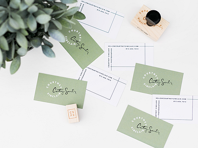 Courtney Sinclair Print Goods black and white business cards green modern print goods stamps