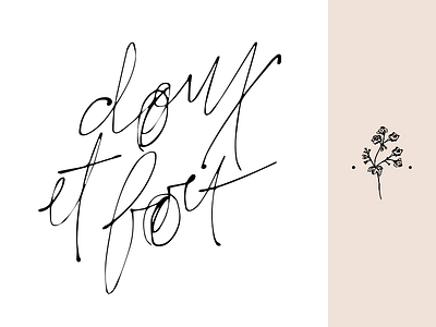 Doux et Fort Logo Concept black and white blush hand lettering illustration logo script