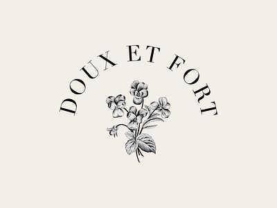 Doux et Fort Alternate Logo Concept black cream flowers illustration retro serif