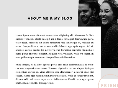 About Page Layout black and white layout modern sans serif simple website