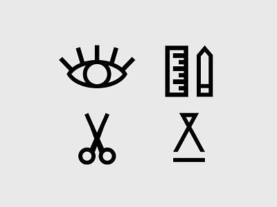 Branding Icons dress eye icon icons illustration line art pencil ruler scissors