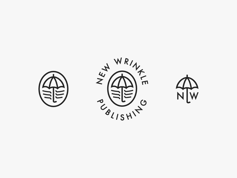 New Wrinkle Publishing Logo Marks umbrella icon logo black and white line art design branding illustration minimal sans serif simple modern