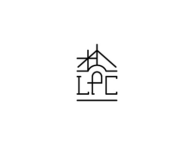 LPC Construction Initial Concept black and white branding construction construction logo design geometric house house illustration illustration line art logo minimal modern serif simple stick framing typography