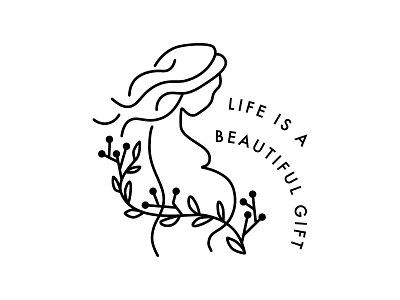 Life Is a Beautiful Gift birth black and white design illustration life line art logo minimal modern mother motherhood parenthood pregnancy pregnant mom pregnant woman sans serif simple typography vector