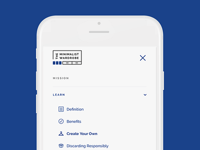 The Minimalist Wardrobe Website Mobile Menu