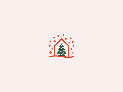 One Big Christmas Party Logo Mark branding christmas tree house icon illustration line art logo minimal modern simple snow