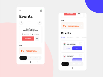 Mobile app for a new sport (Teqball) app app design application event event app events events app mobile mobile app mobile app design mobile design mobile ui results teqball ui ui ux ui design uidesign uiux ux