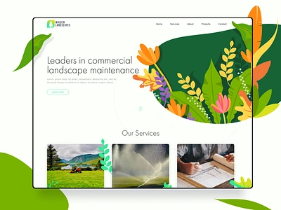 Walden Landscape Design Website design flower flower logo flowers garden gardener gardening gardens gardenscapes grass grassland green landscape logo maintenance natural nature nature logo neon neon green