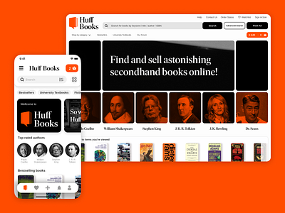 Huff Books Website and Mobile Design books design desktop graphic design layout design logo mobile secondhand ui ux