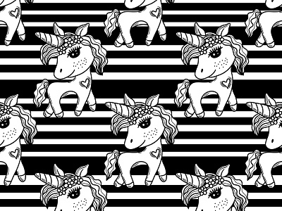 Seamless pattern with cute Unicorn design illustration typography