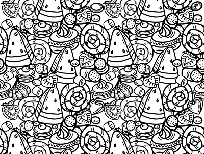 Seamless pattern with sweets design illustration typography